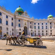 Fiaker vor der Alten Hofburg in Wien, Österreich