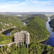Luftbild Saarschleife mit Baumwipfelpfad