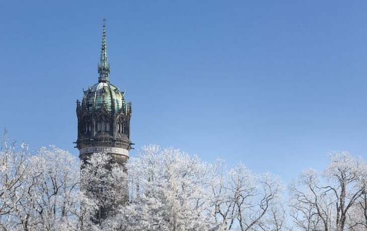 Historic Castle Church of Wittenberg in winter