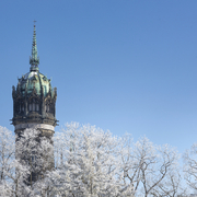 Historic Castle Church of Wittenberg in winter