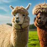 zwei Alpakas auf dem Feld