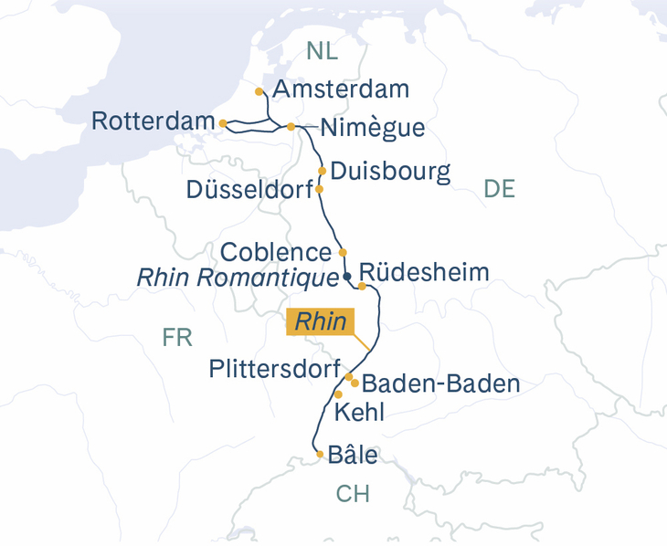 Itinéraire Edelweiss Bâle - Rotterdam - Amsterdam - Bâle