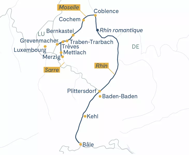 Routenplan Edelweiss Bâle - Trèves - Bâle