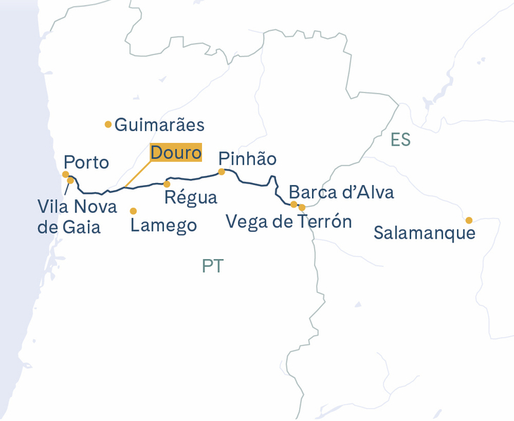 Itinéraire du MS Douro Spirit : Porto - Barca d'Alva - Porto