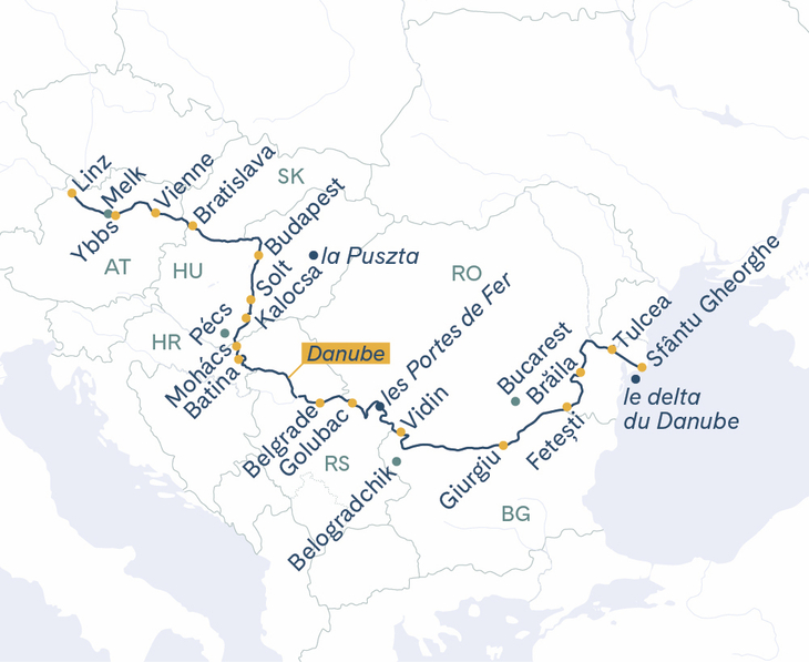 Itinéraire Linz-Vienne-Belgrade-Delta de Danube-Linz