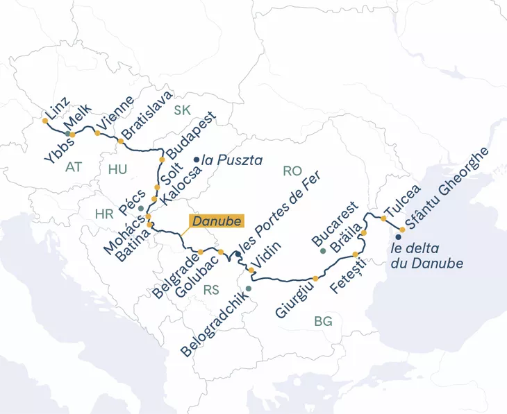 Itinéraire Linz-Vienne-Belgrade-Delta de Danube-Linz