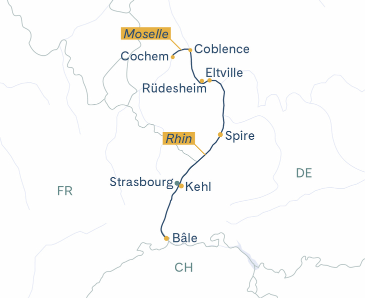 Routenplan Basel-Cochem-Basel FR